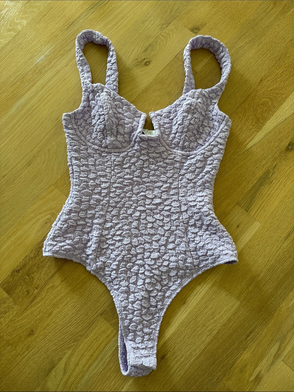 Astr Textured Lilac Bodysuit with Structured Cups
